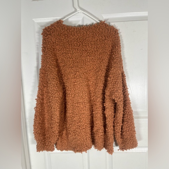 Listicle boutique blush orange mohair blend cozy popcorn pullover sweater large - Picture 2 of 3